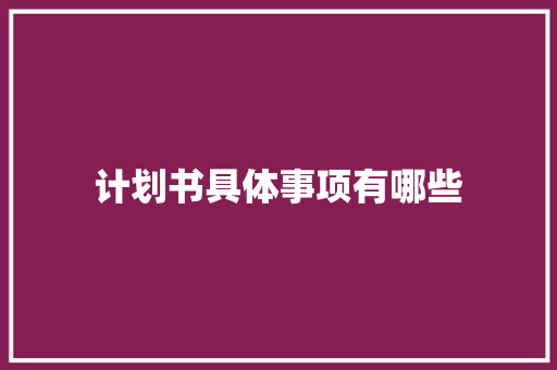 计划书具体事项有哪些