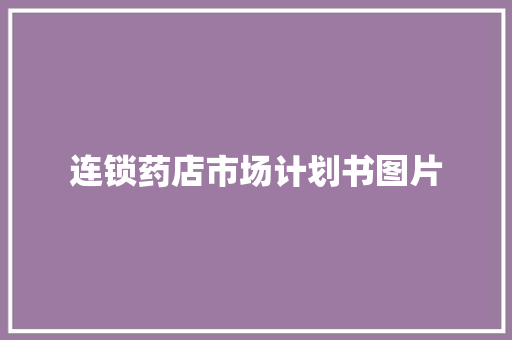 连锁药店市场计划书图片