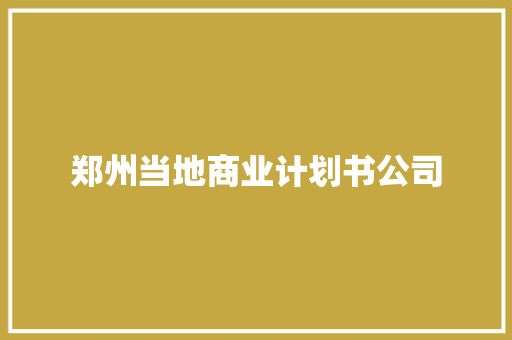 郑州当地商业计划书公司