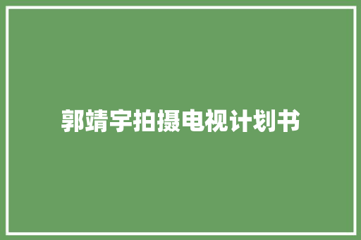 郭靖宇拍摄电视计划书