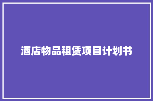 酒店物品租赁项目计划书