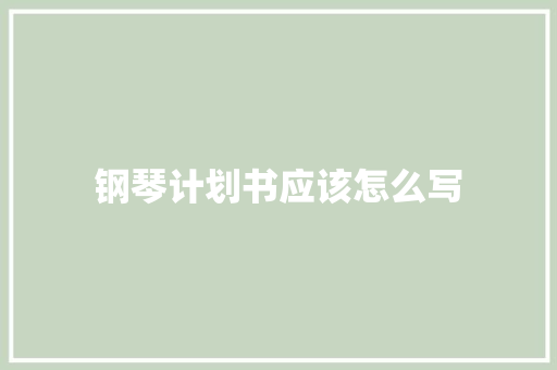 钢琴计划书应该怎么写