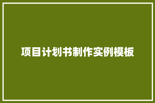 项目计划书制作实例模板