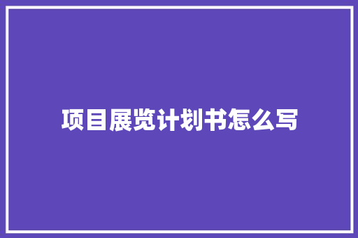 项目展览计划书怎么写