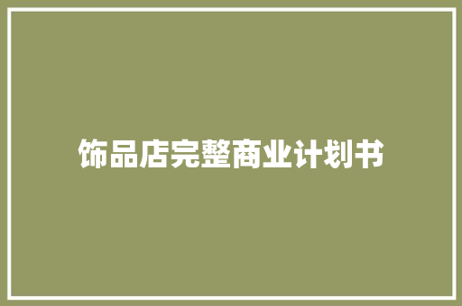 饰品店完整商业计划书