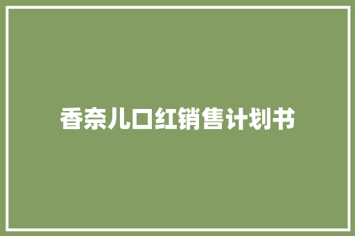 香奈儿口红销售计划书