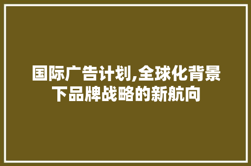 国际广告计划,全球化背景下品牌战略的新航向