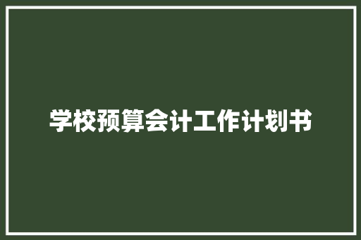 学校预算会计工作计划书