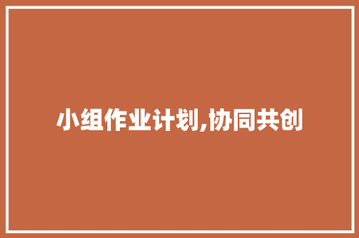 小组作业计划,协同共创，高效学习