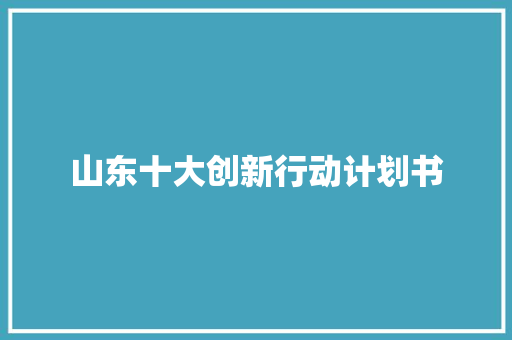 山东十大创新行动计划书