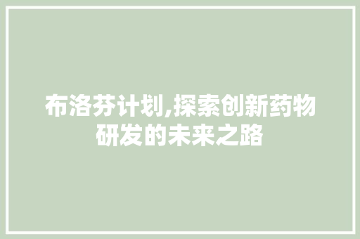 布洛芬计划,探索创新药物研发的未来之路