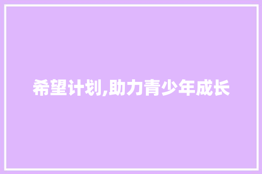 希望计划,助力青少年成长，构建美好未来