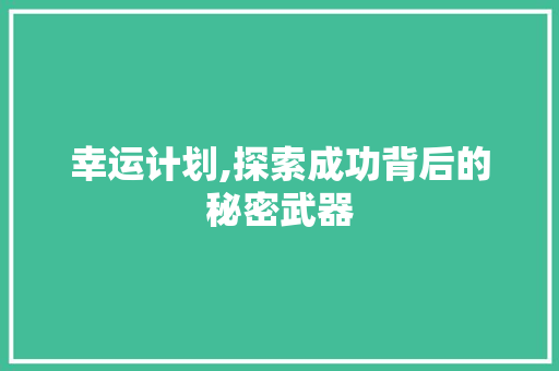 幸运计划,探索成功背后的秘密武器