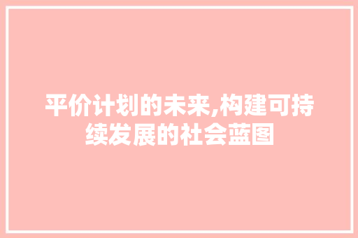 平价计划的未来,构建可持续发展的社会蓝图