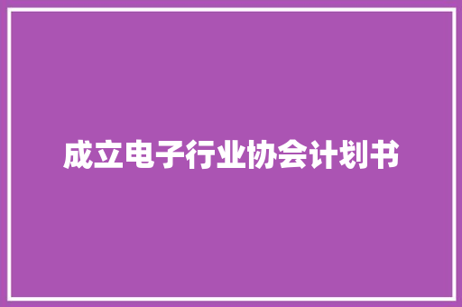 成立电子行业协会计划书