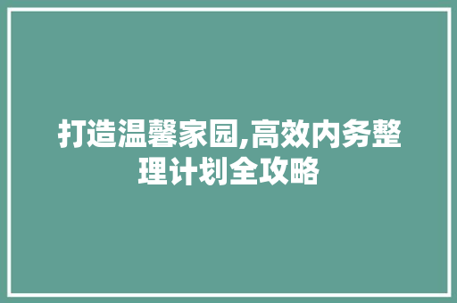 打造温馨家园,高效内务整理计划全攻略