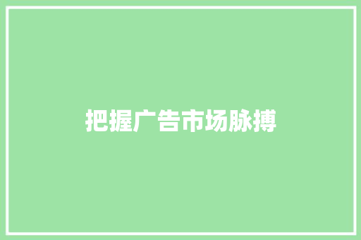 把握广告市场脉搏，打造精准营销步骤_基于市场计划的详细介绍
