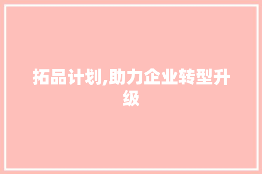 拓品计划,助力企业转型升级，打造新时代核心竞争力