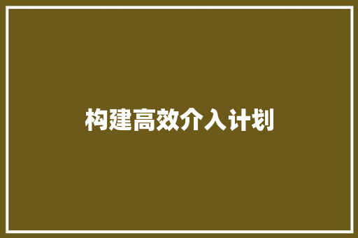 构建高效介入计划，推动社会和谐发展_以社区治理为例