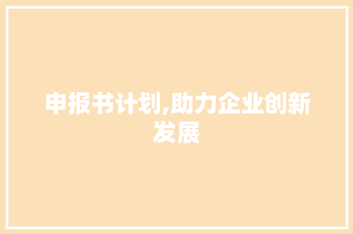 申报书计划,助力企业创新发展，共筑美好未来