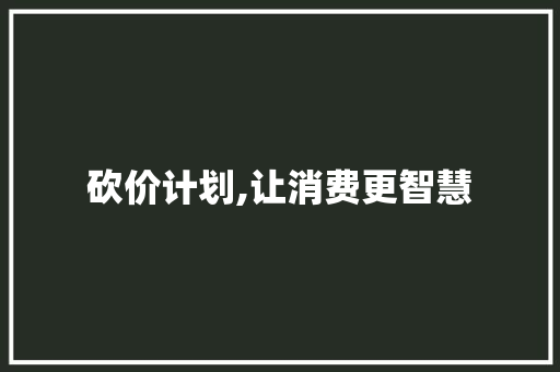 砍价计划,让消费更智慧，生活更美好