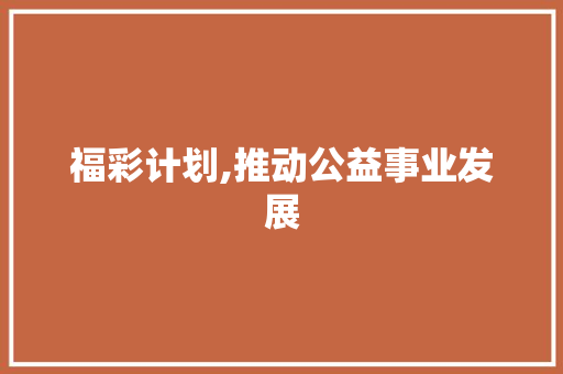 福彩计划,推动公益事业发展，助力国家繁荣富强