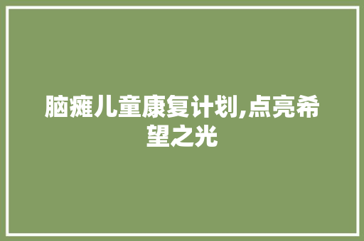 脑瘫儿童康复计划,点亮希望之光，助力成长之路