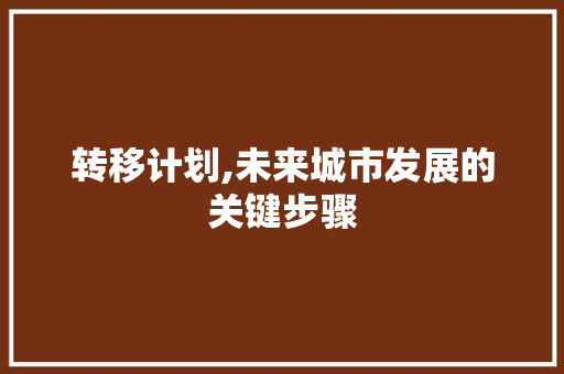 转移计划,未来城市发展的关键步骤