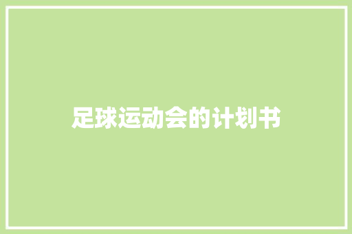 足球运动会的计划书