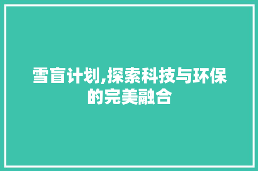 雪盲计划,探索科技与环保的完美融合