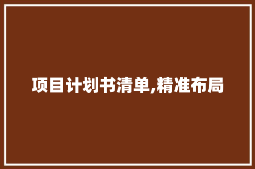项目计划书清单,精准布局，助力项目管理成功