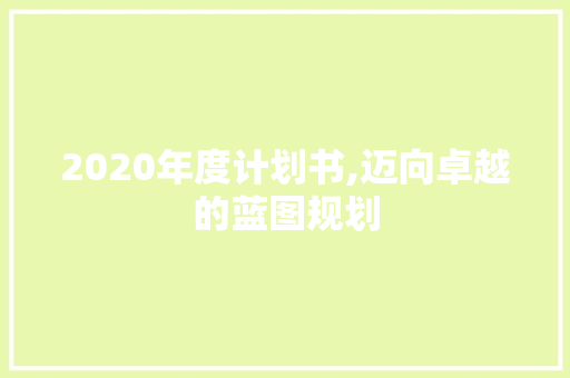 2020年度计划书,迈向卓越的蓝图规划