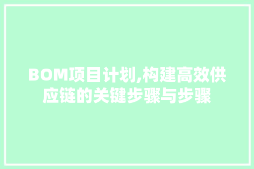 BOM项目计划,构建高效供应链的关键步骤与步骤