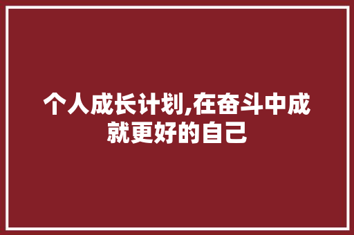 个人成长计划,在奋斗中成就更好的自己