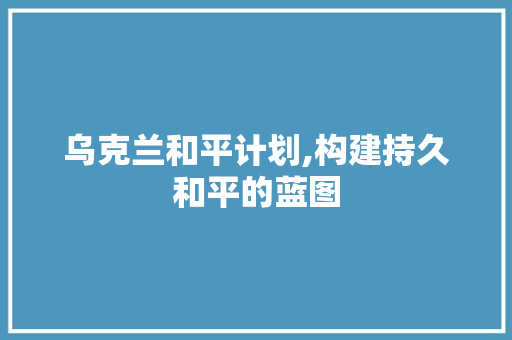 乌克兰和平计划,构建持久和平的蓝图