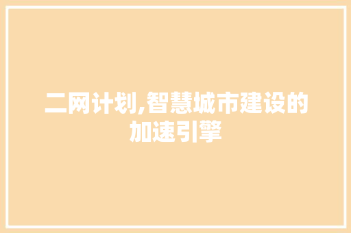 二网计划,智慧城市建设的加速引擎