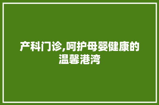 产科门诊,呵护母婴健康的温馨港湾