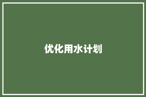 优化用水计划，助力企业绿色发展