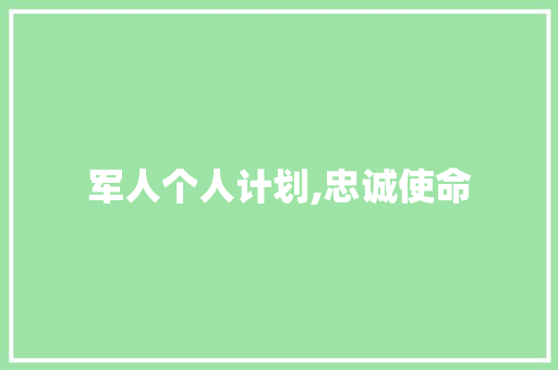 军人个人计划,忠诚使命，砥砺前行