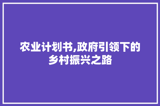 农业计划书,政府引领下的乡村振兴之路