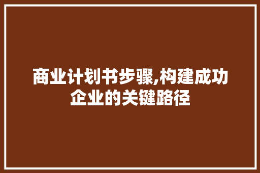 商业计划书步骤,构建成功企业的关键路径