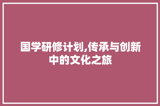 国学研修计划,传承与创新中的文化之旅