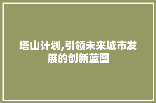 塔山计划,引领未来城市发展的创新蓝图