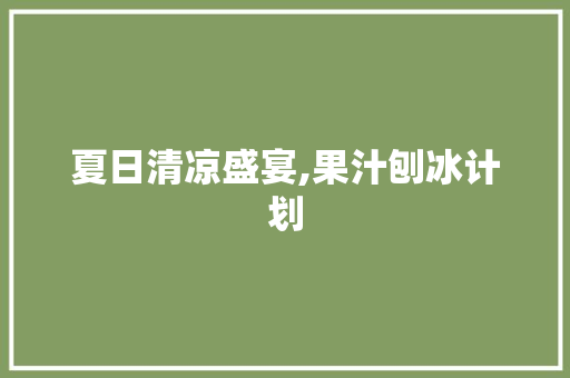 夏日清凉盛宴,果汁刨冰计划，畅享健康美味