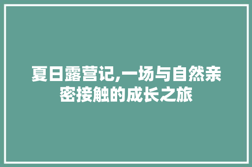 夏日露营记,一场与自然亲密接触的成长之旅