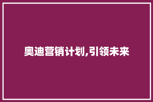 奥迪营销计划,引领未来，打造绿色出行新标杆