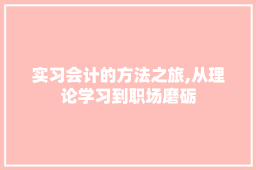 实习会计的方法之旅,从理论学习到职场磨砺