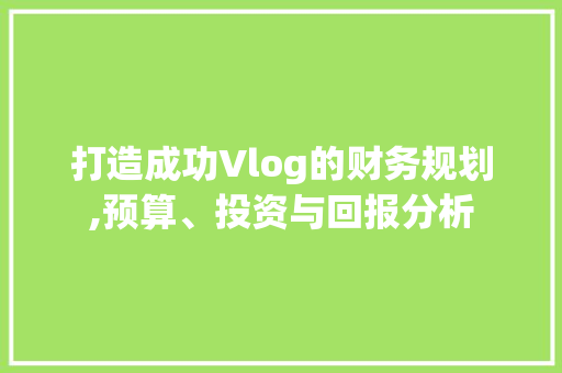 打造成功Vlog的财务规划,预算、投资与回报分析