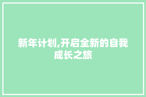 新年计划,开启全新的自我成长之旅