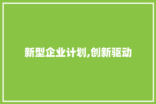 新型企业计划,创新驱动，构建未来商业生态